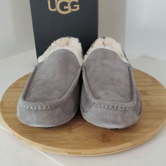 UGG Ascot Slipper Grey Suede Wool Comfort Loafer Men's US 9 NIB - Picture 3 of 16